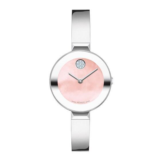 Ladies' Movado BoldÂ® Crystal Accent Bangle Watch with Pink Mother-of Pearl Dial (Model: 3601178) Product Image