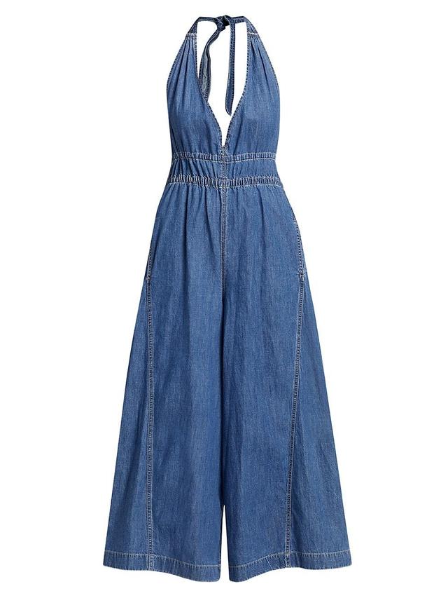 Womens Sunrays Wide-Leg Denim Jumpsuit Product Image