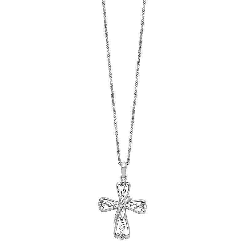 Sentimental Expressions Sterling Silver Love Never Fails Cross Necklace, Womens Product Image