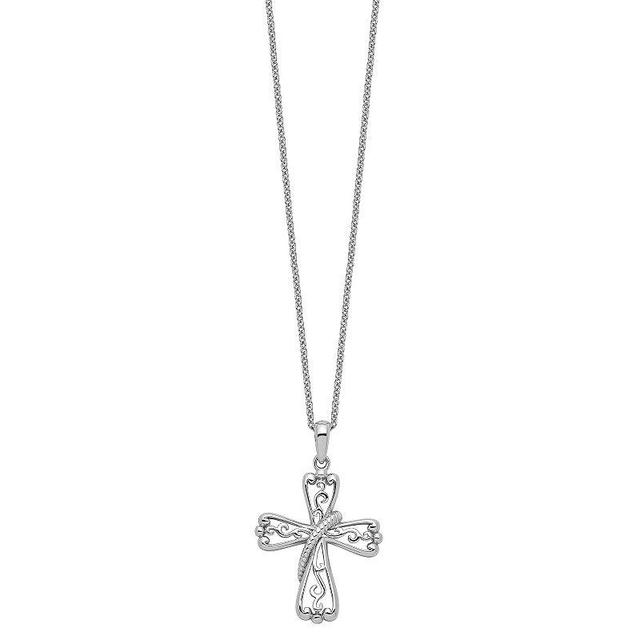 Sentimental Expressions Sterling Silver Love Never Fails Cross Necklace, Womens Product Image