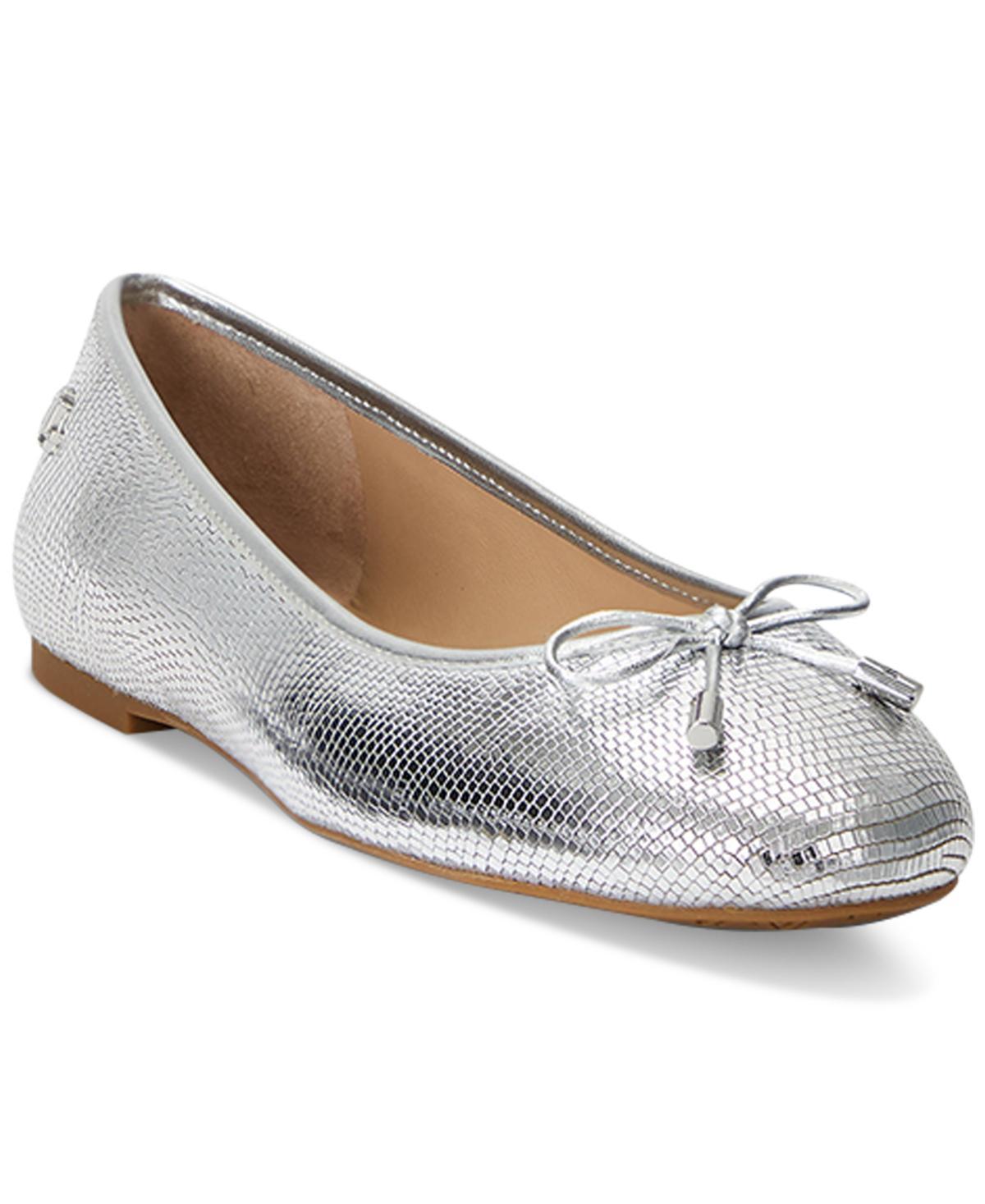 Lauren Ralph Lauren Jayna Bow Detail Leather Ballet Flats Product Image