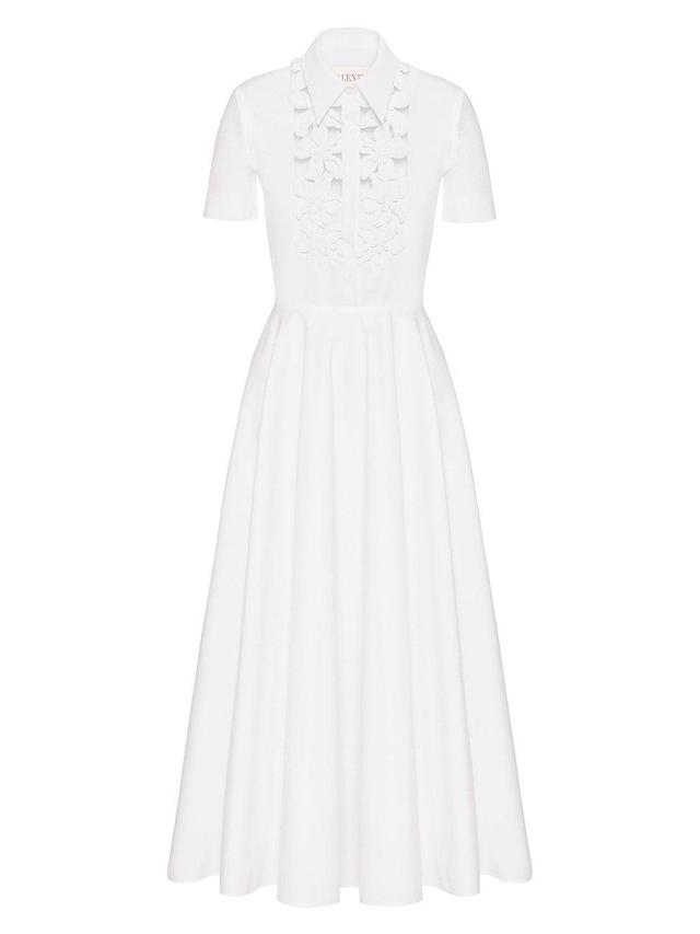 Womens Embroidered Compact Poplin Midi Dress Product Image