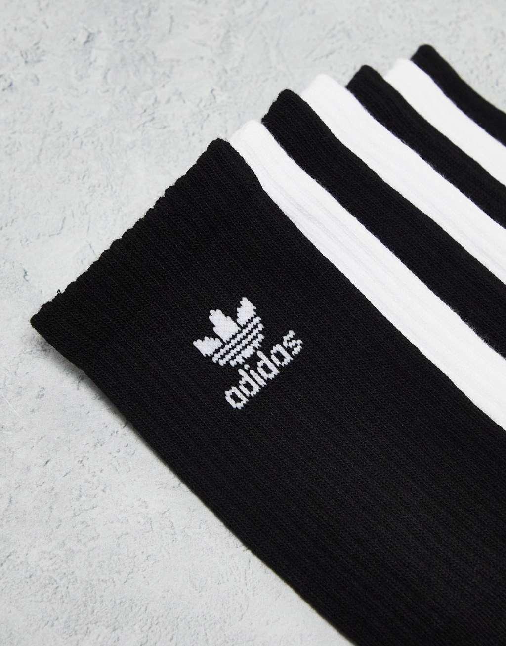 adidas Originals Trefoil 6 pack socks in white and black Product Image