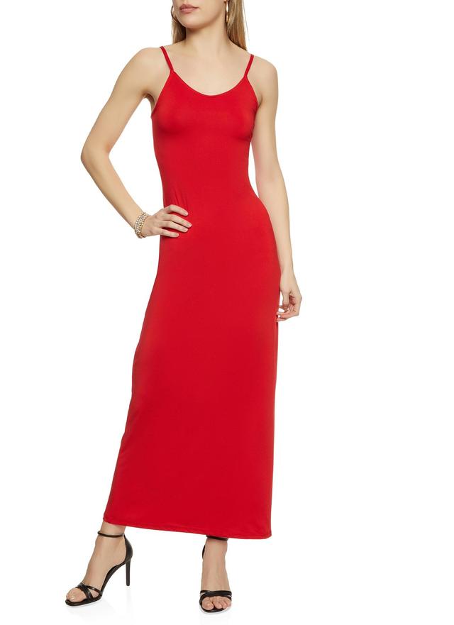 Womens Solid Scoop Neck Sleeveless Maxi Dress Product Image