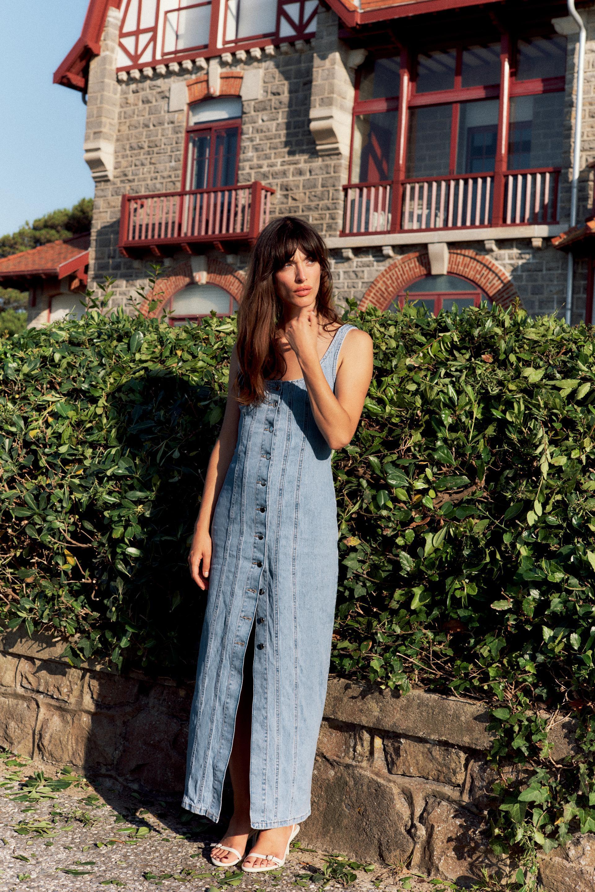 Z1975 BUTTONED DENIM MIDI DRESS Product Image