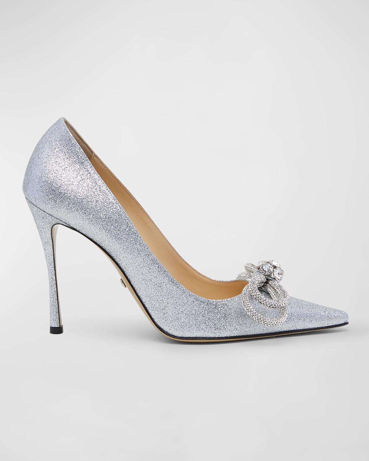 Double Bow Glitter Stiletto Pumps Product Image