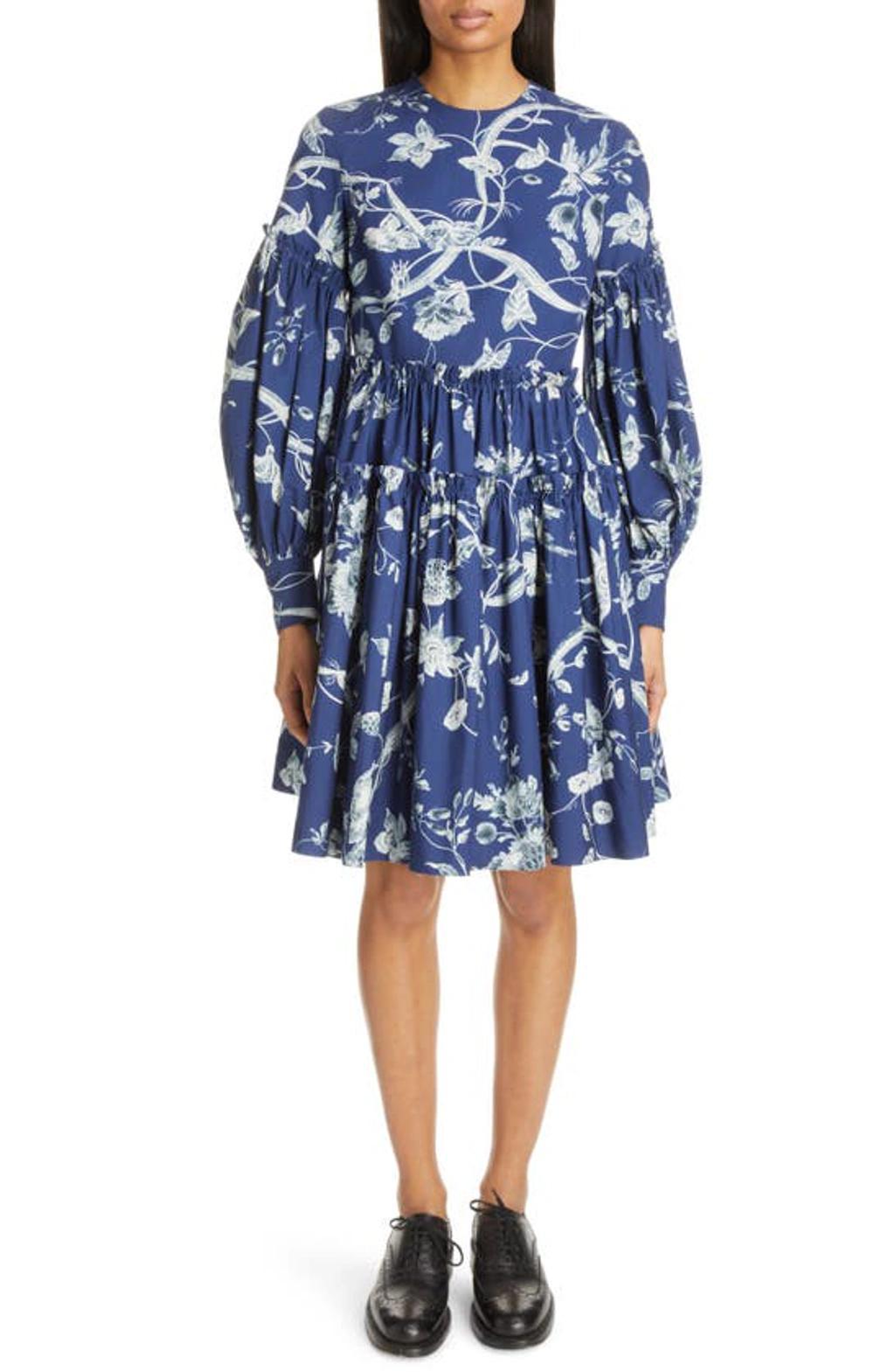 Floral-print Twill Dress In Ophelia Vine Indigo Product Image