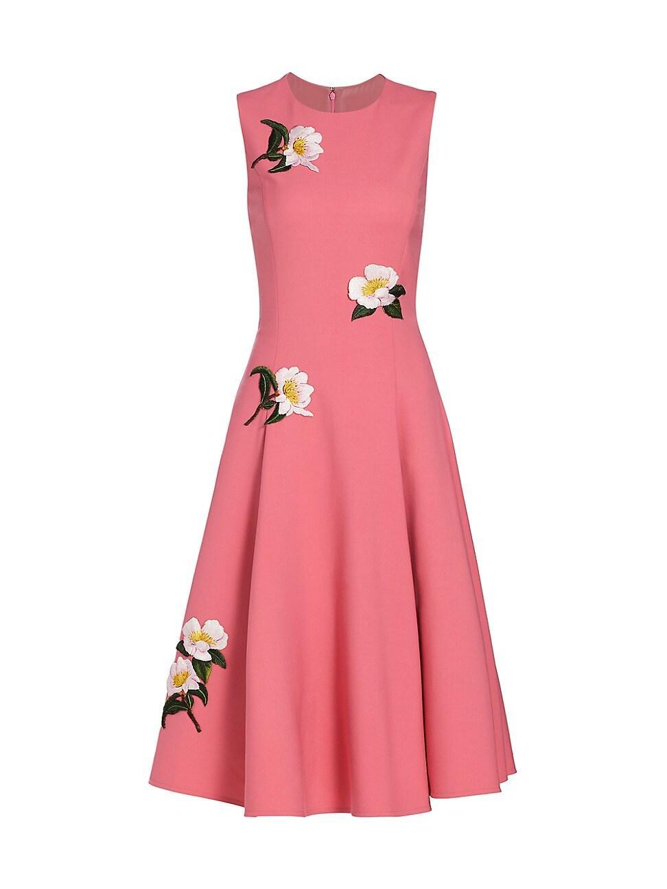 Oscar de la Renta Floral Applique Dress Product Image