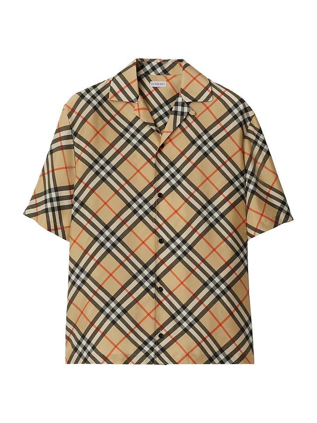 Mens Check Silk Camp Shirt Product Image