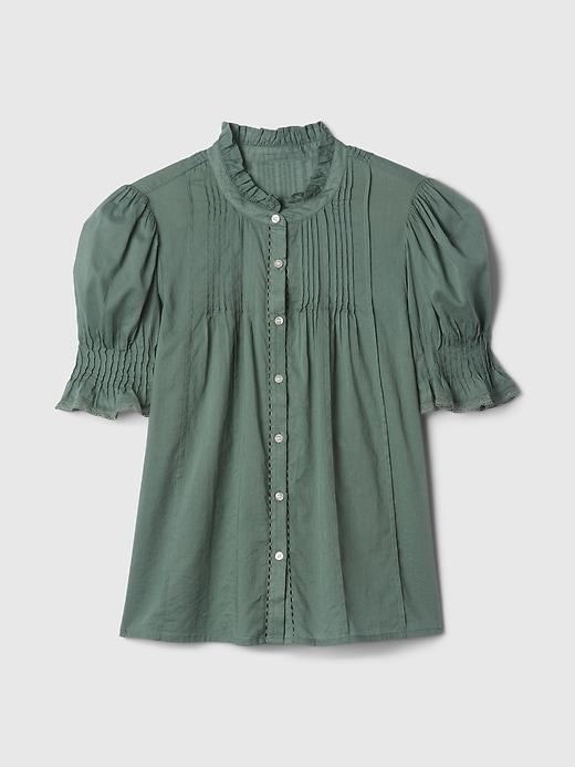 Pintuck Ruffle Shirt Product Image