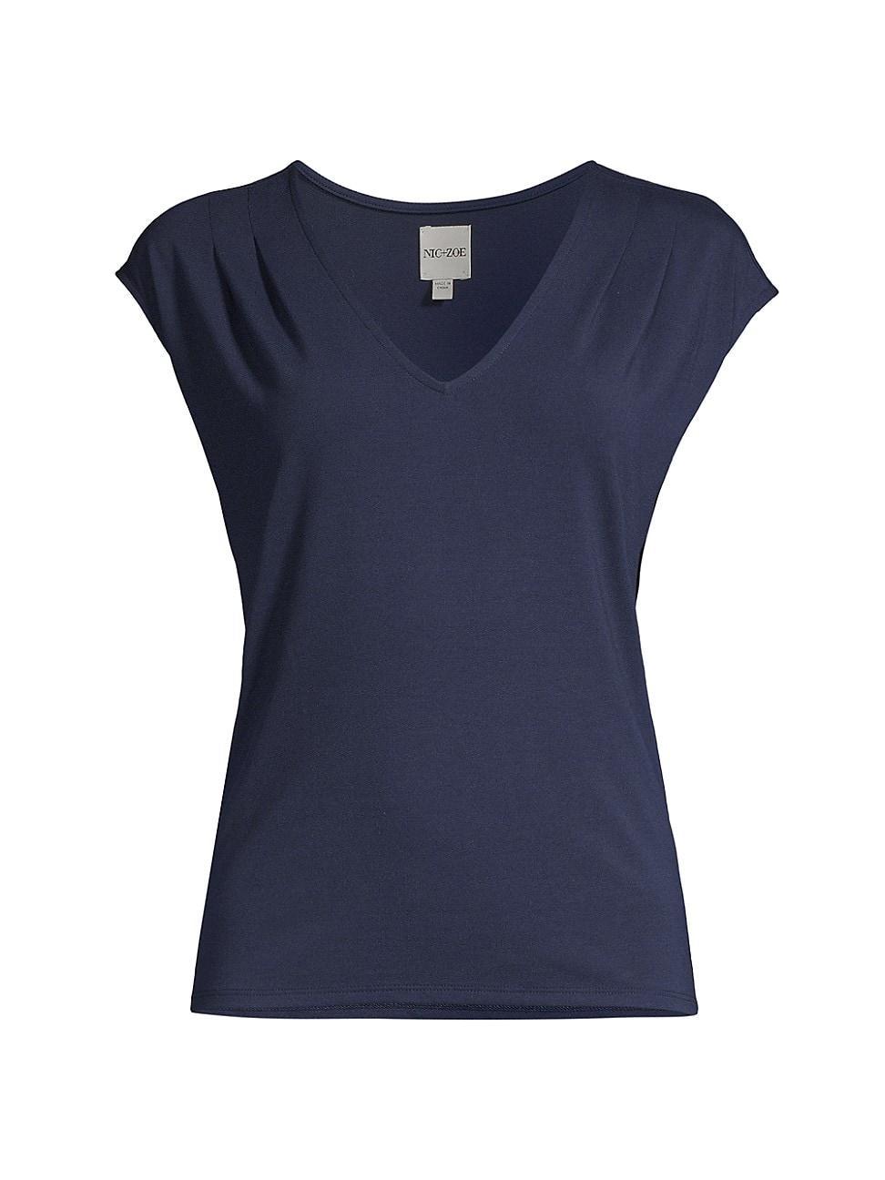 Womens Polished Jersey V-Neck Top Product Image