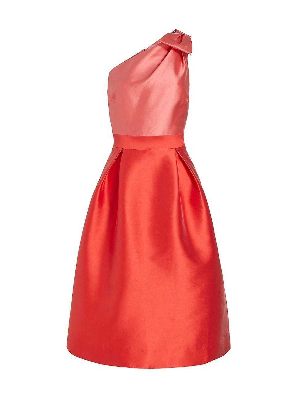 Womens One-Shoulder Colorblocked Satin Cocktail Dress Product Image