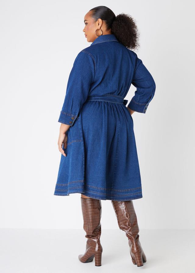 Plus Size Belted Denim A Line Dress Ashley Stewart Product Image