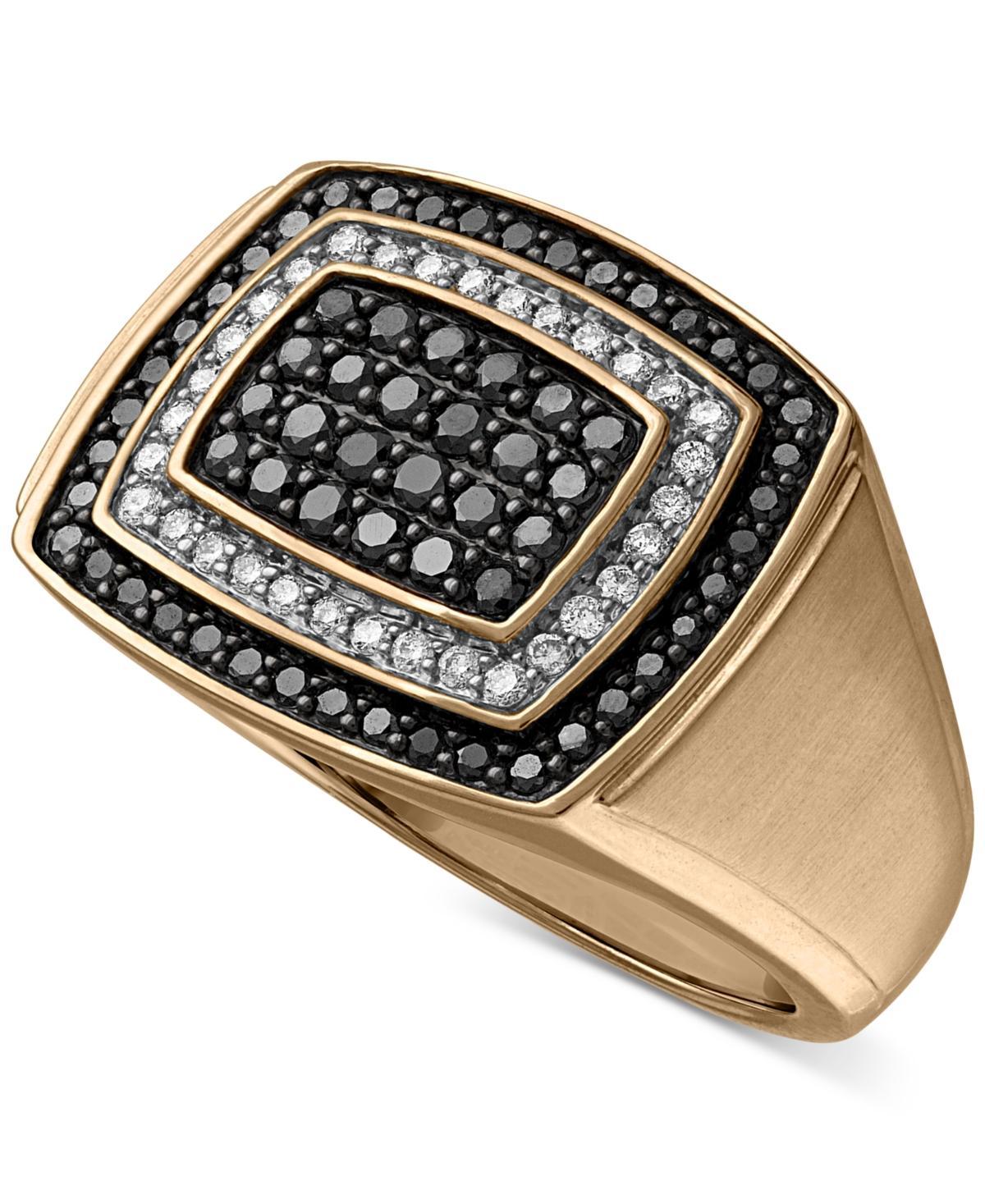 Mens Black & White Diamond Ring (1 ct. t.w.) in 10k Gold or 10k White Gold Product Image