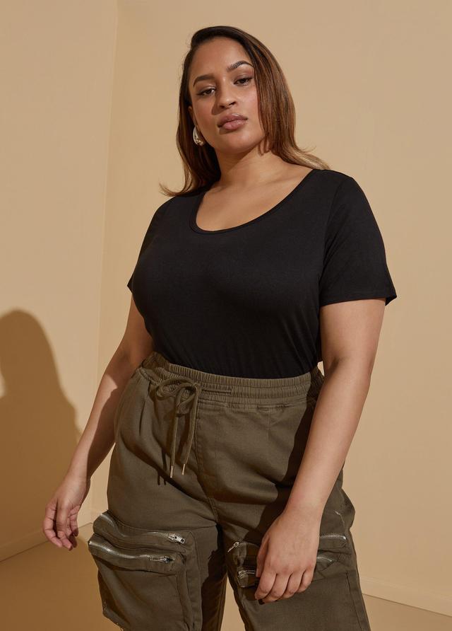 Plus Size Basic Scoop Neck Tee Ashley Stewart Product Image