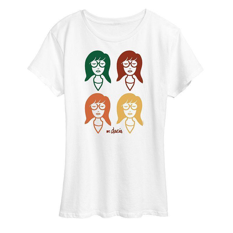 Womens Daria Grid Graphic Tee White Product Image