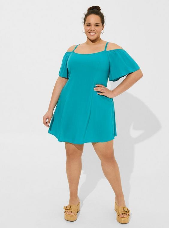 Mini Challis Cold Shoulder Trapeze Dress Product Image