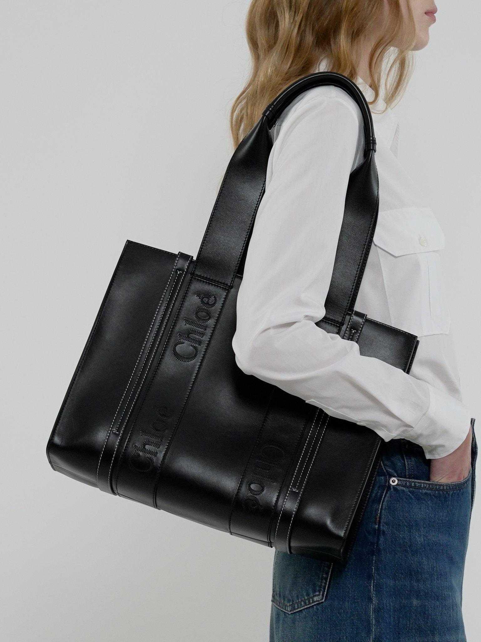 Woody tote bag in soft leather Product Image