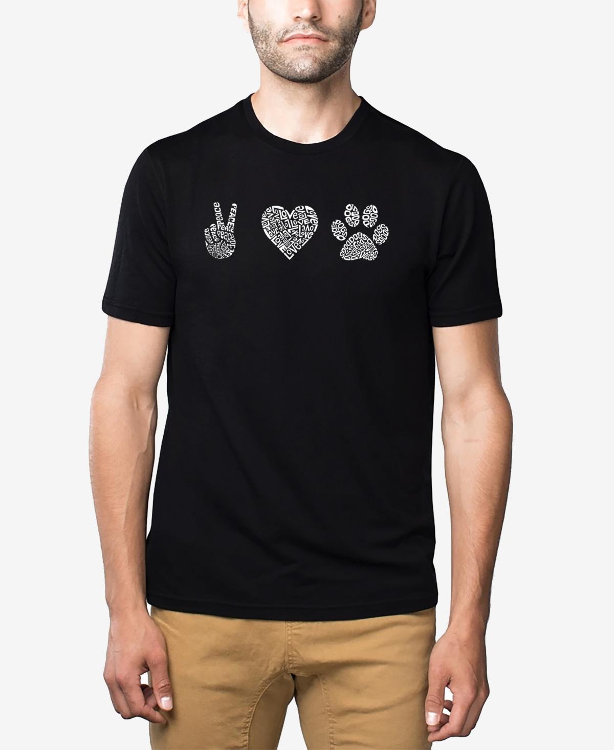 La Pop Art Mens Premium Blend Word Art Peace Love Dogs T-shirt Product Image