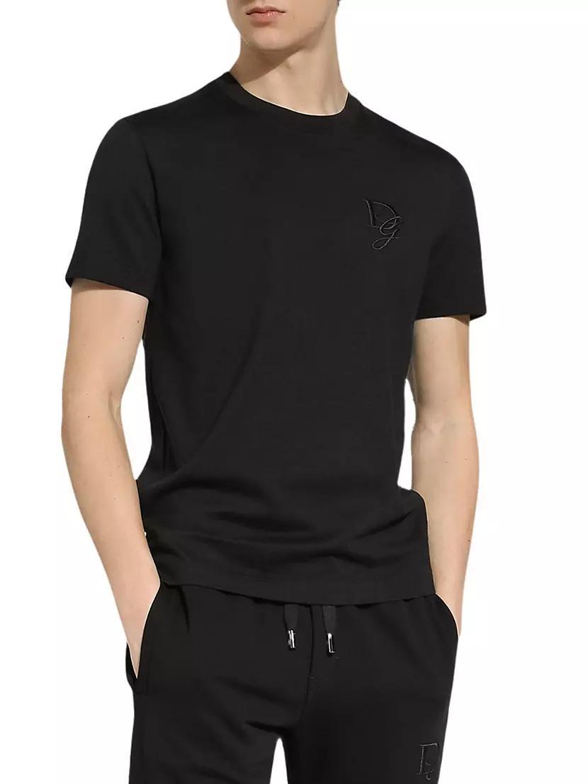 Mens Ricamo Cotton Crewneck T-Shirt Product Image