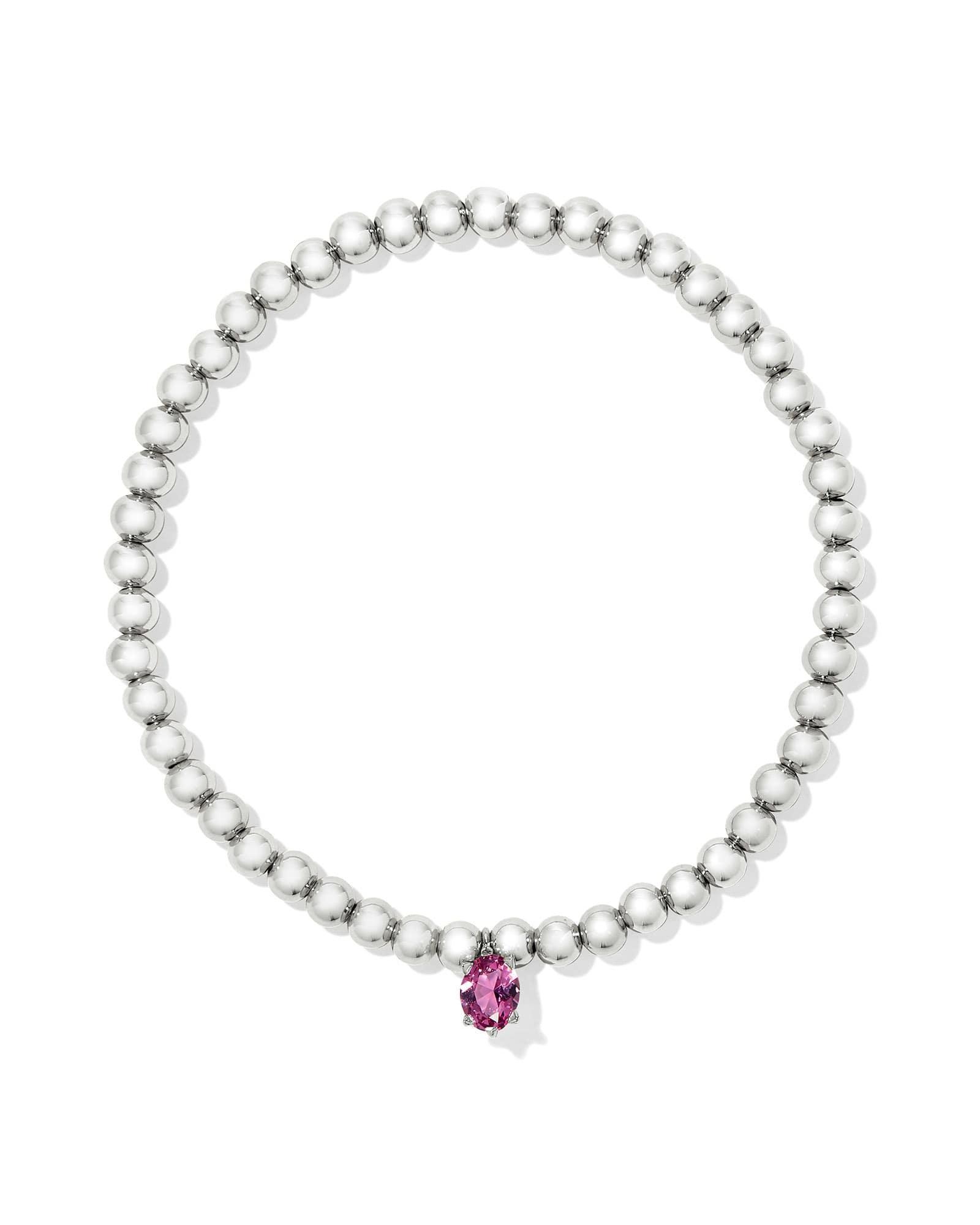 Cailin Silver Stretch Bracelet in Pink Crystal Product Image