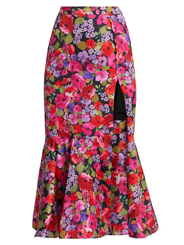 Womens Clyde Flared Floral Midi-Skirt Product Image