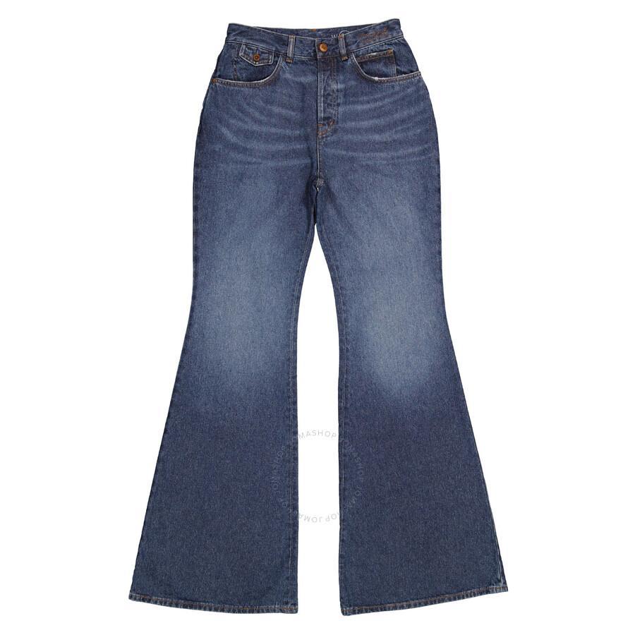 CHLOÉ Chloe Ladies Faded Denim High-rise Flared Jeans In Blue Product Image