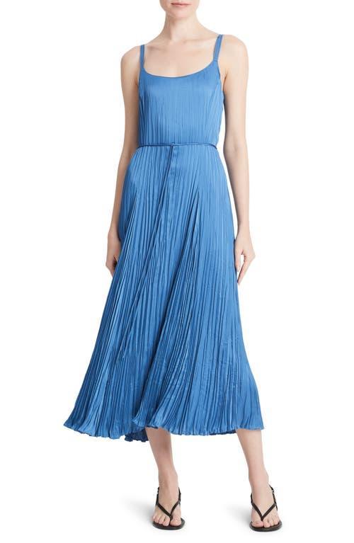 Pleated Crushed Satin Midi Slip Dress Product Image