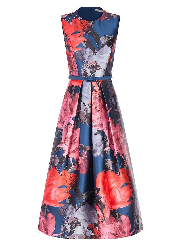 Womens Karla Belted Floral Midi-Dress Product Image