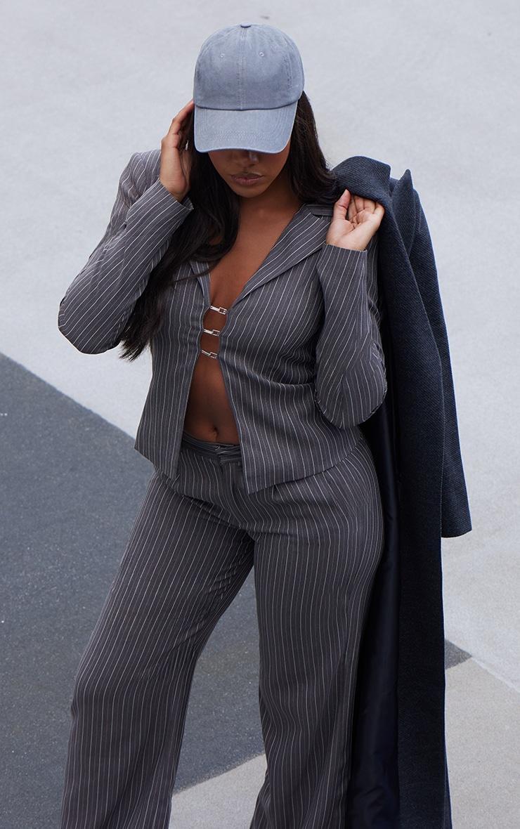 Black Herringbone Self Tie Maxi Coat Product Image