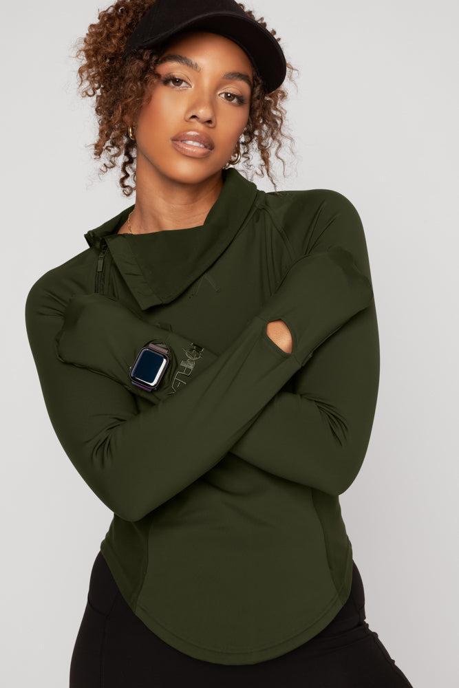 Chasing Pavements Mockneck Pullover - Evergreen Product Image