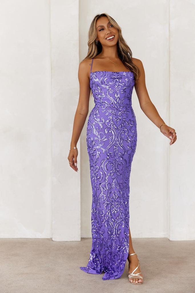 Embellished Queen Sequin Maxi Dress Purple Product Image