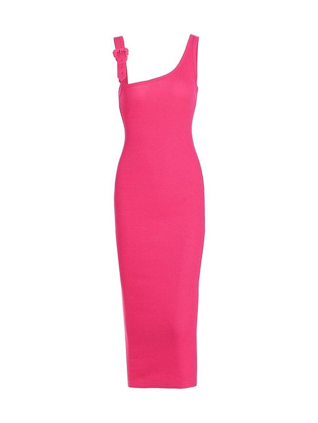 Womens Asymmetric Rib-Knit Midi-Dress Product Image