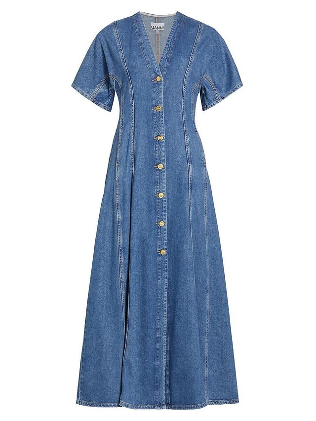 Future Short-Sleeve Denim Maxi Dress Product Image