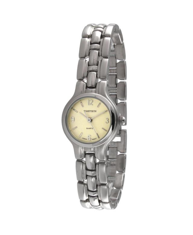 Timetech Womens Silver Plated Panther Link Bracelet Dress Watch with Gold Dial - Silver Product Image