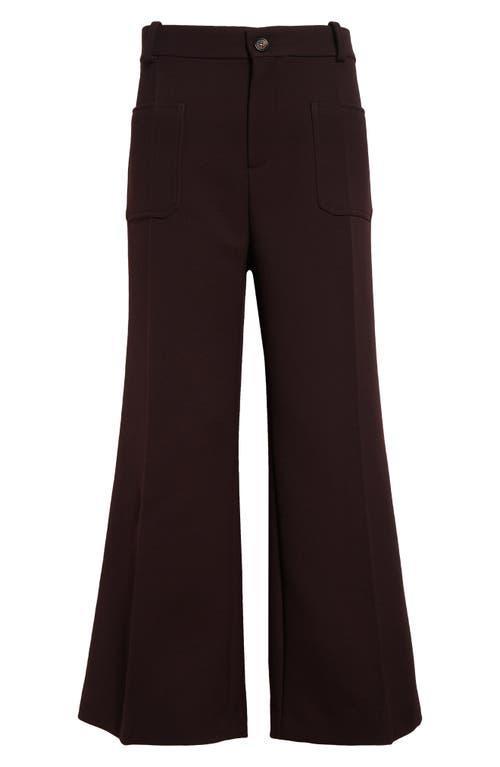 Cropped Wool Wide-leg Pants In Braun Product Image