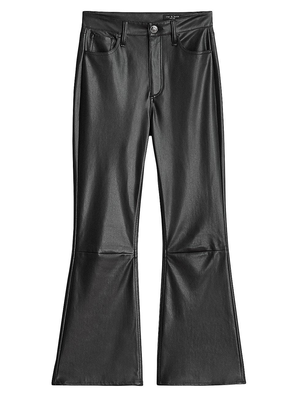 Casey Faux-Leather Crop Flare Pants Product Image