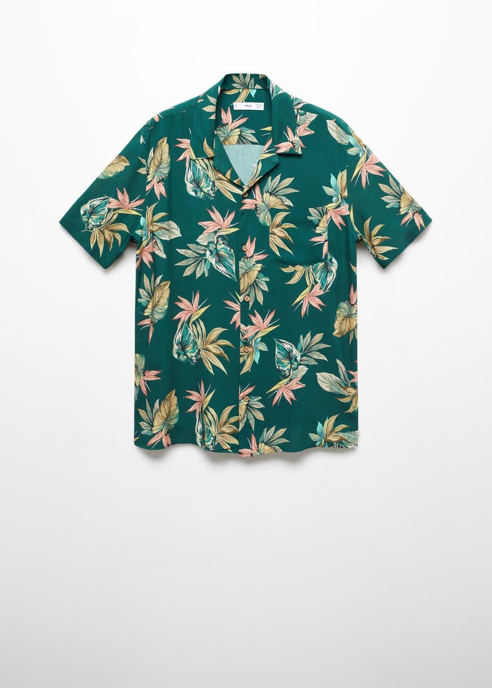 MANGO MAN - Regular-fit Hawaiian-print shirt greenMen Product Image