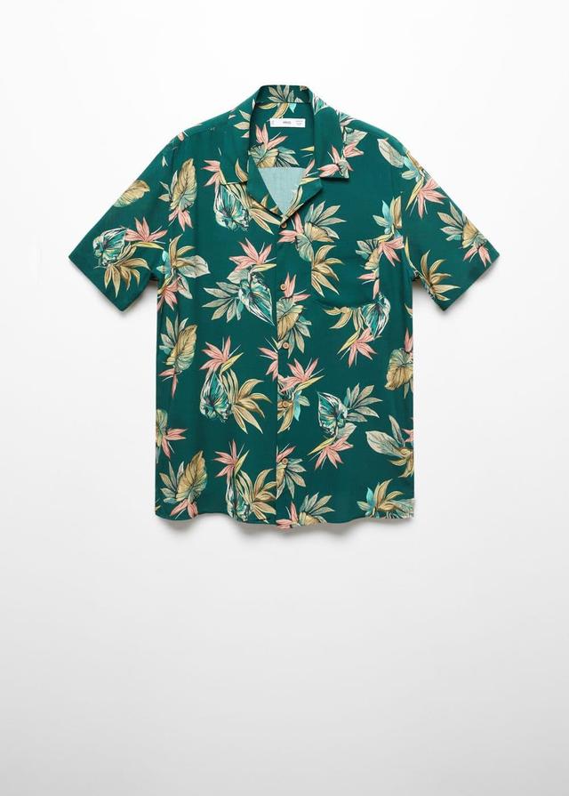 MANGO MAN - Regular-fit Hawaiian print shirt green - XL - Men Product Image