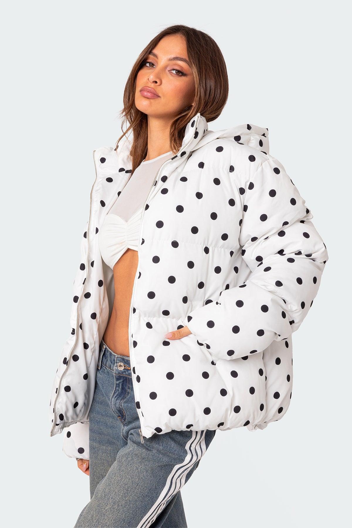 Marcey Polka Dot Hooded Puffer Product Image