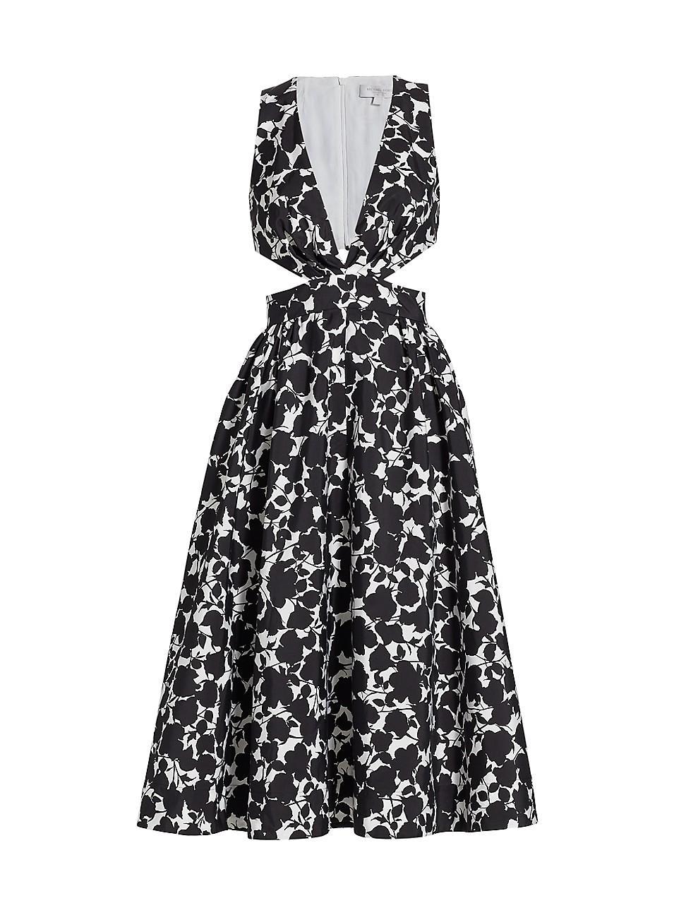 Womens Floral Cut-Out Fit-&-Flare Dress Product Image