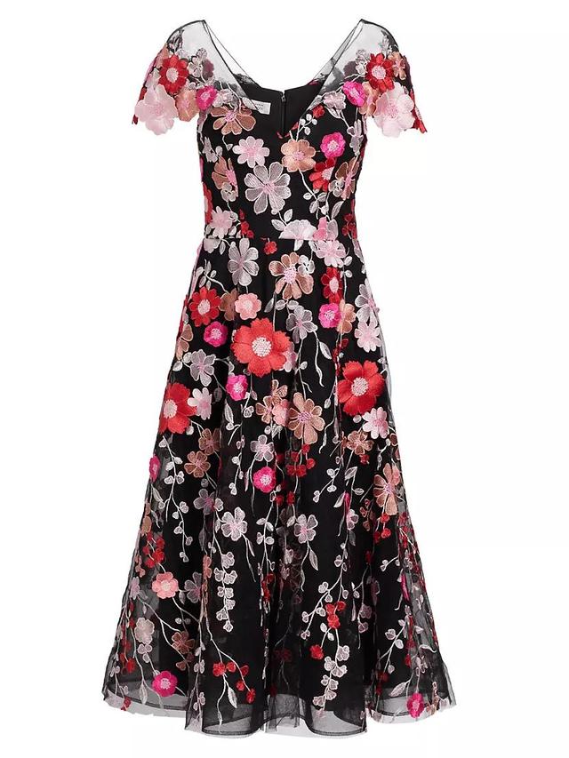 Embroidered Flower Cocktail Dress Product Image