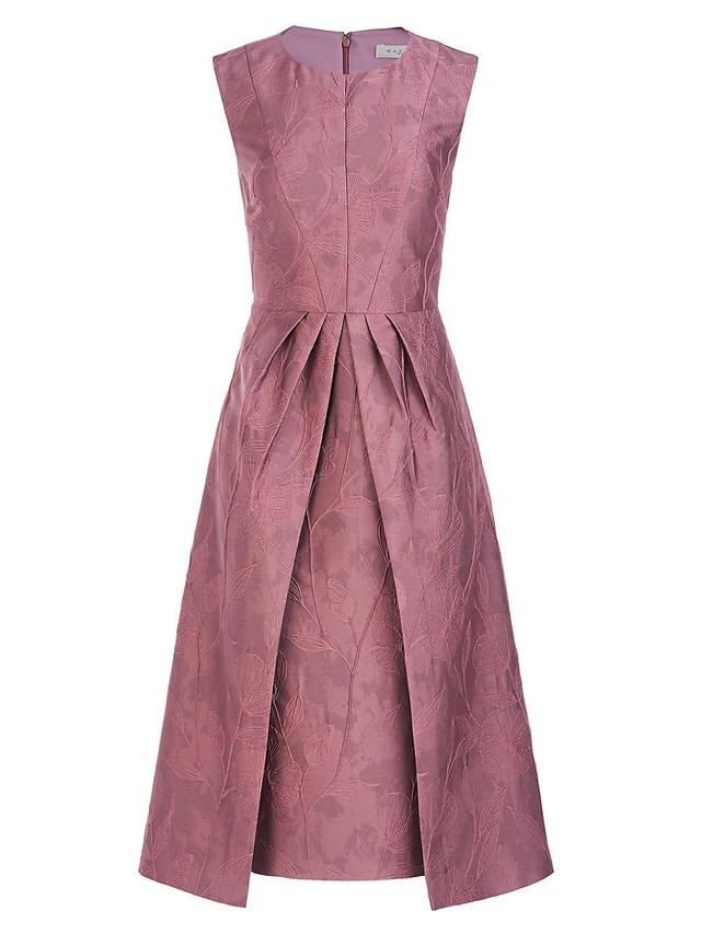 Kay Unger Norma Pleated Floral Embroidered Cocktail Dress Product Image