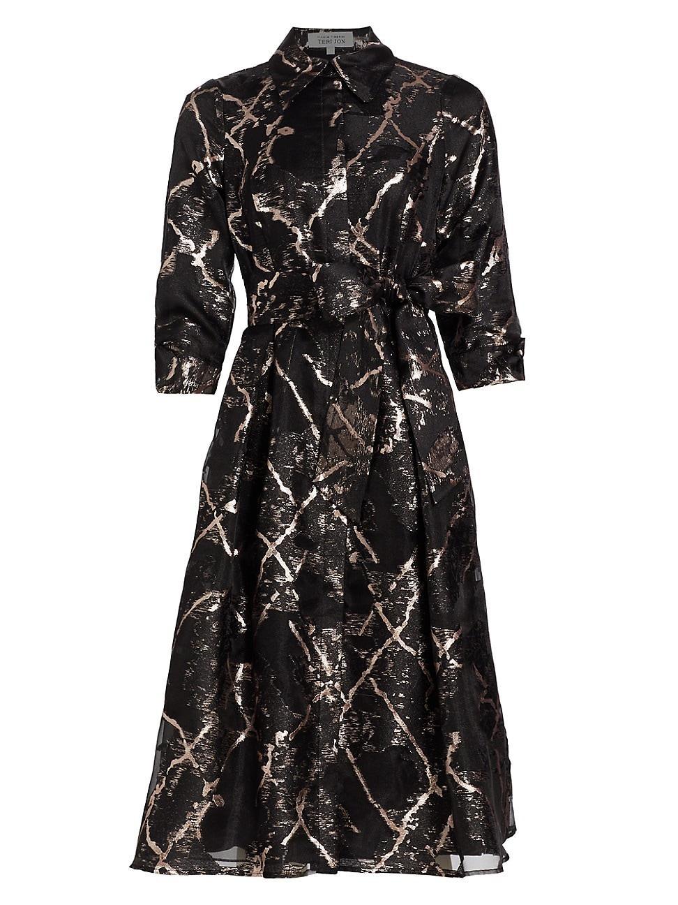 Womens Belted Devore Jacquard Dress Product Image