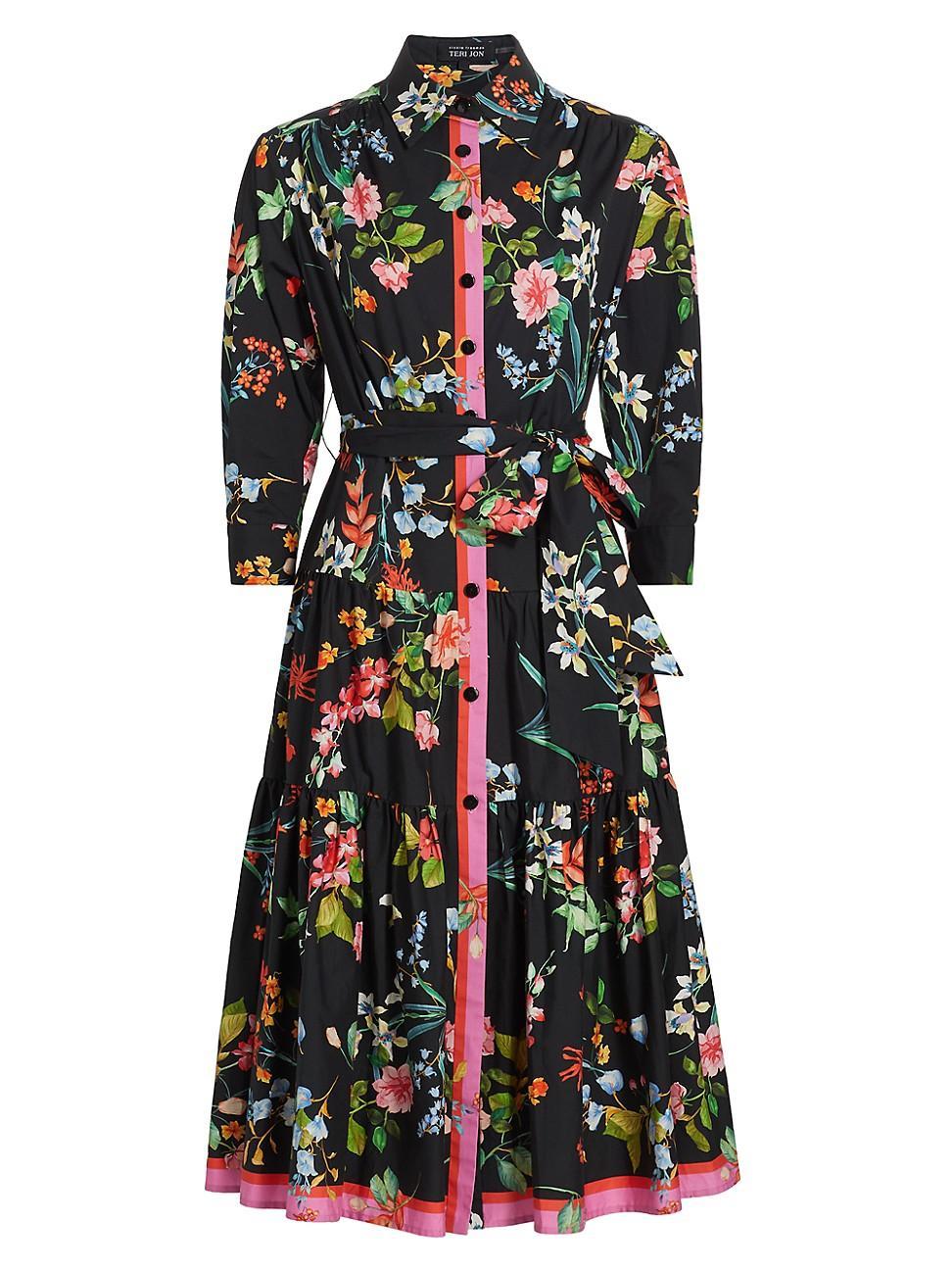 Womens Floral Belted Cocktail Dress Product Image