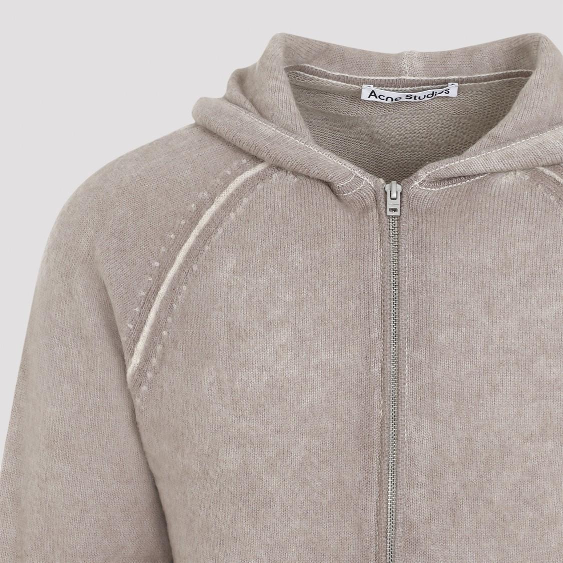 Beige Wool Full Zip Cardigan In Neutrals Product Image