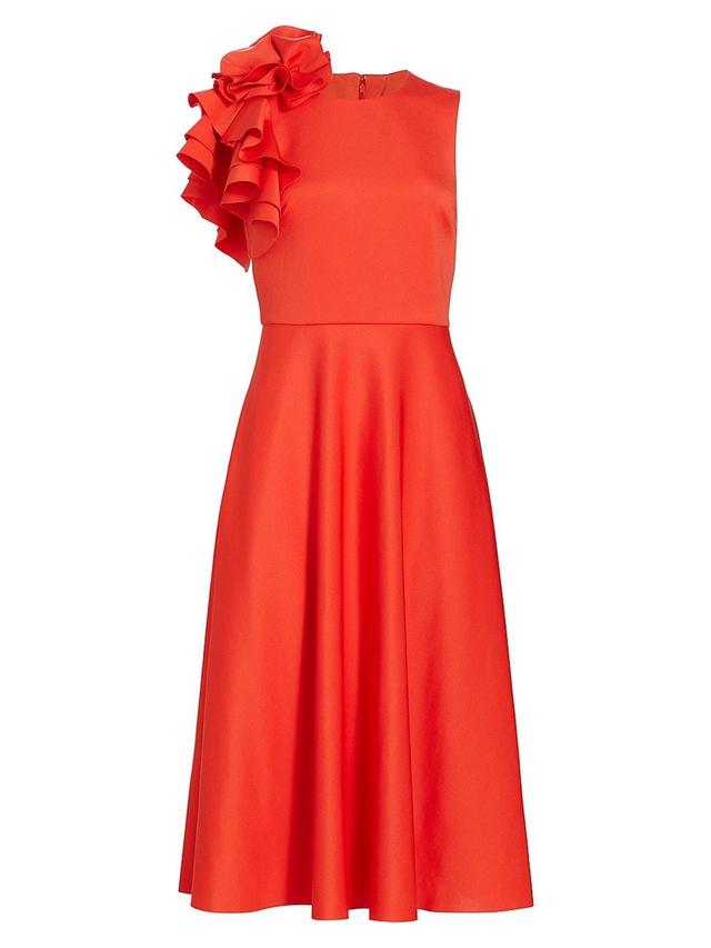 Womens Ruffled Shoulder Midi-Dress Product Image