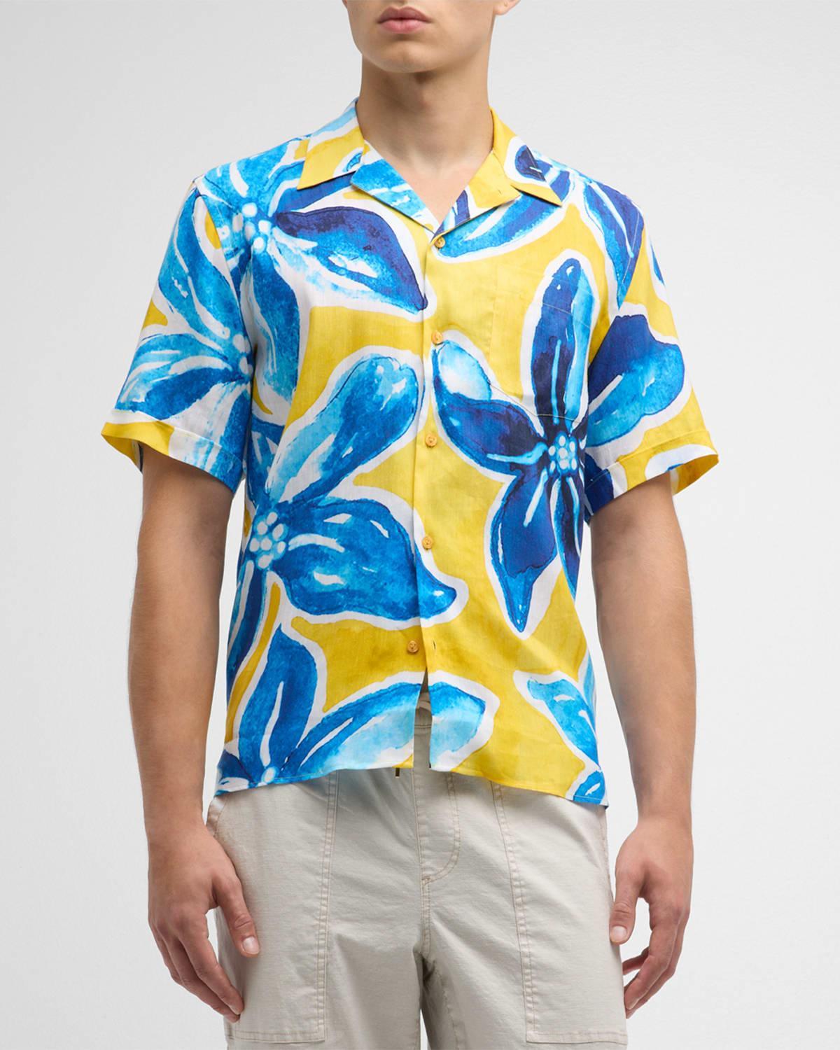 Mens Raia Floral Button-Front Shirt Product Image