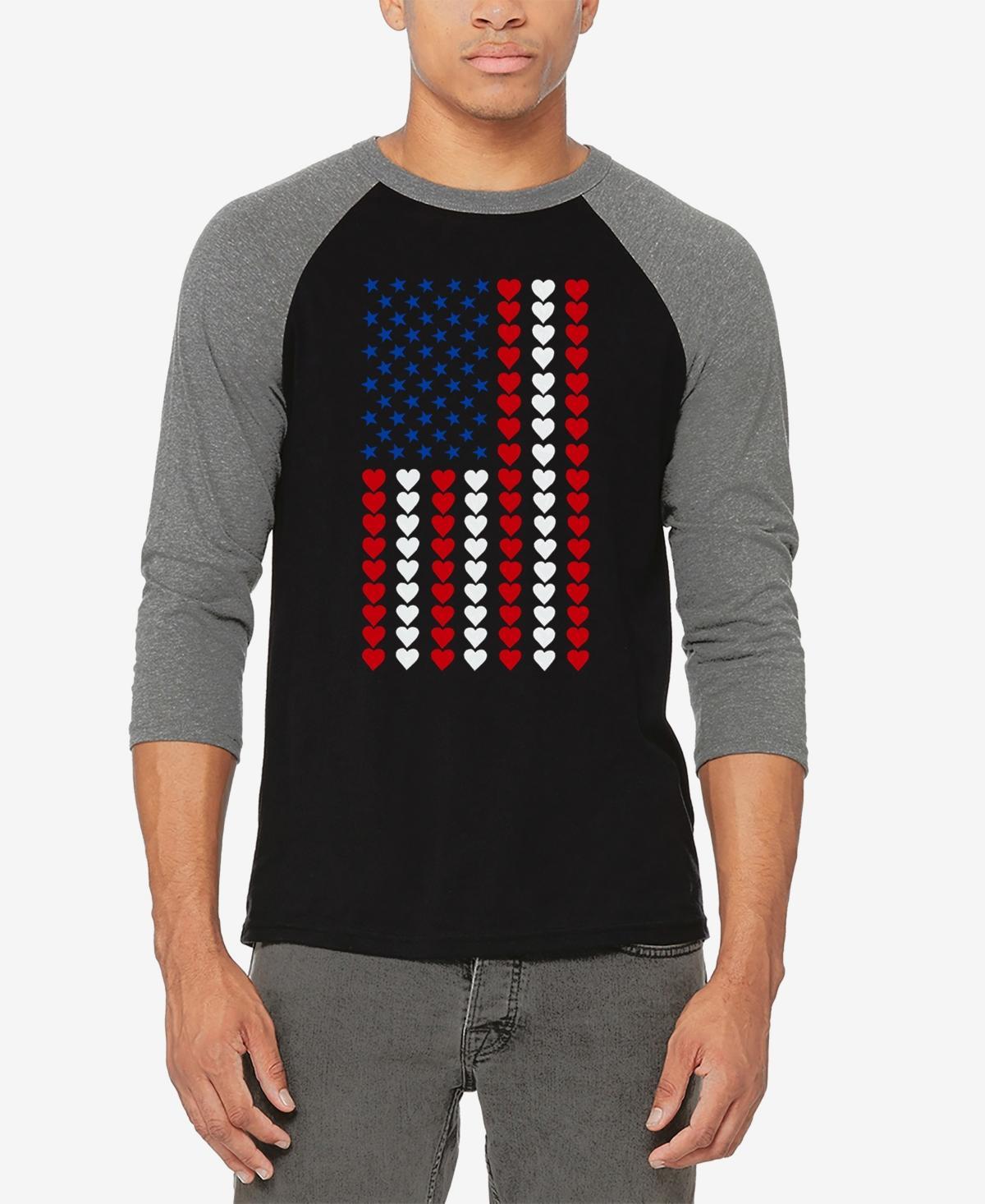 La Pop Art Heart Flag - Mens Raglan Baseball Word Art T-Shirt Product Image