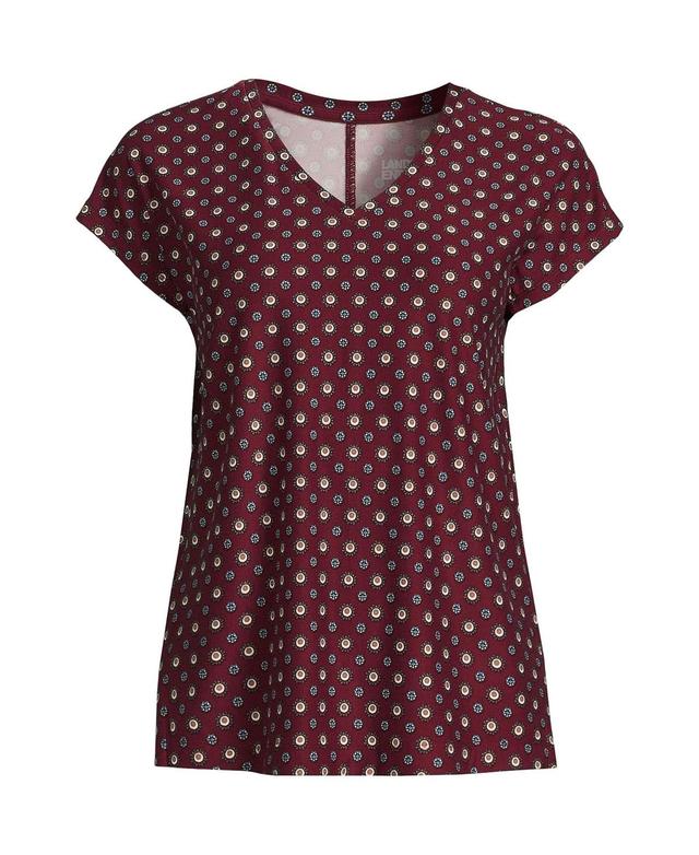 Petite Lands End Short Sleeve Performance Dolman Top, Womens Red Geo Product Image